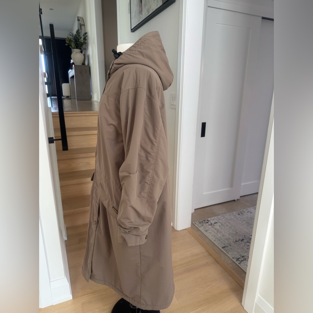 Woolrich Taupe Colour Women’s Long Hooded Parka Coat 2-Layer Lined XL - Picture 4 of 12